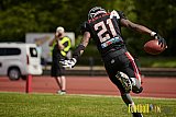 GFL2 Season 2021 Düsseldorf Panther vs. Hamburg Huskies am 12.06.2021 im Stadion VfL Benrath, Karl-Hohmann-Straße 70, 40597 Düsseldorf, Punkte Endstand 12 : 06.
[Bildnummer: 2021-06-12_0113] - DPantherVsHamburgHuskies