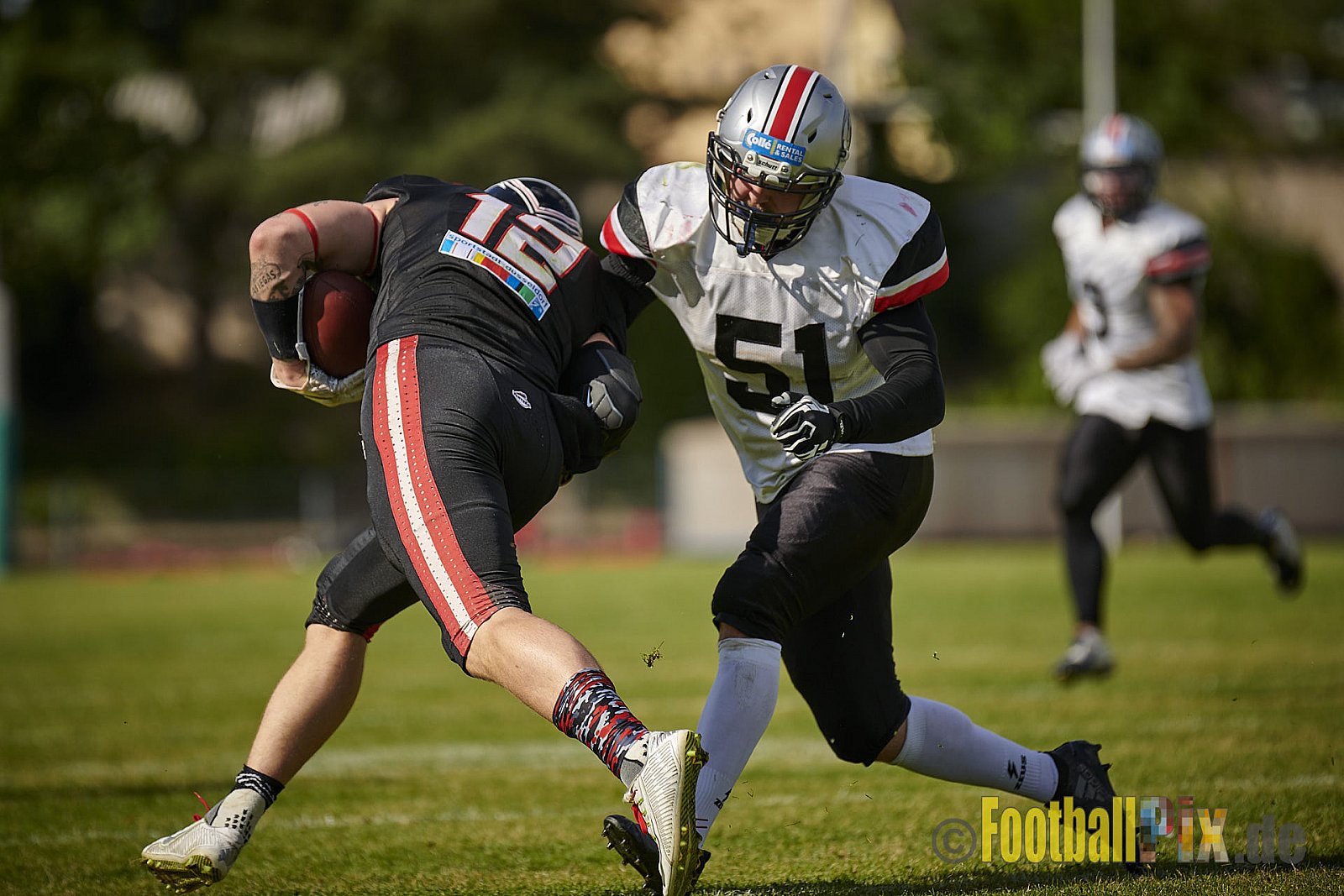 GFL2 Season 2021 Düsseldorf Panther vs. Hamburg Huskies am 12.06.2021 im Stadion VfL Benrath, Karl-Hohmann-Straße 70, 40597 Düsseldorf, Punkte Endstand 12 : 06.
[Bildnummer: 2021-06-12_0257] - DPantherVsHamburgHuskies