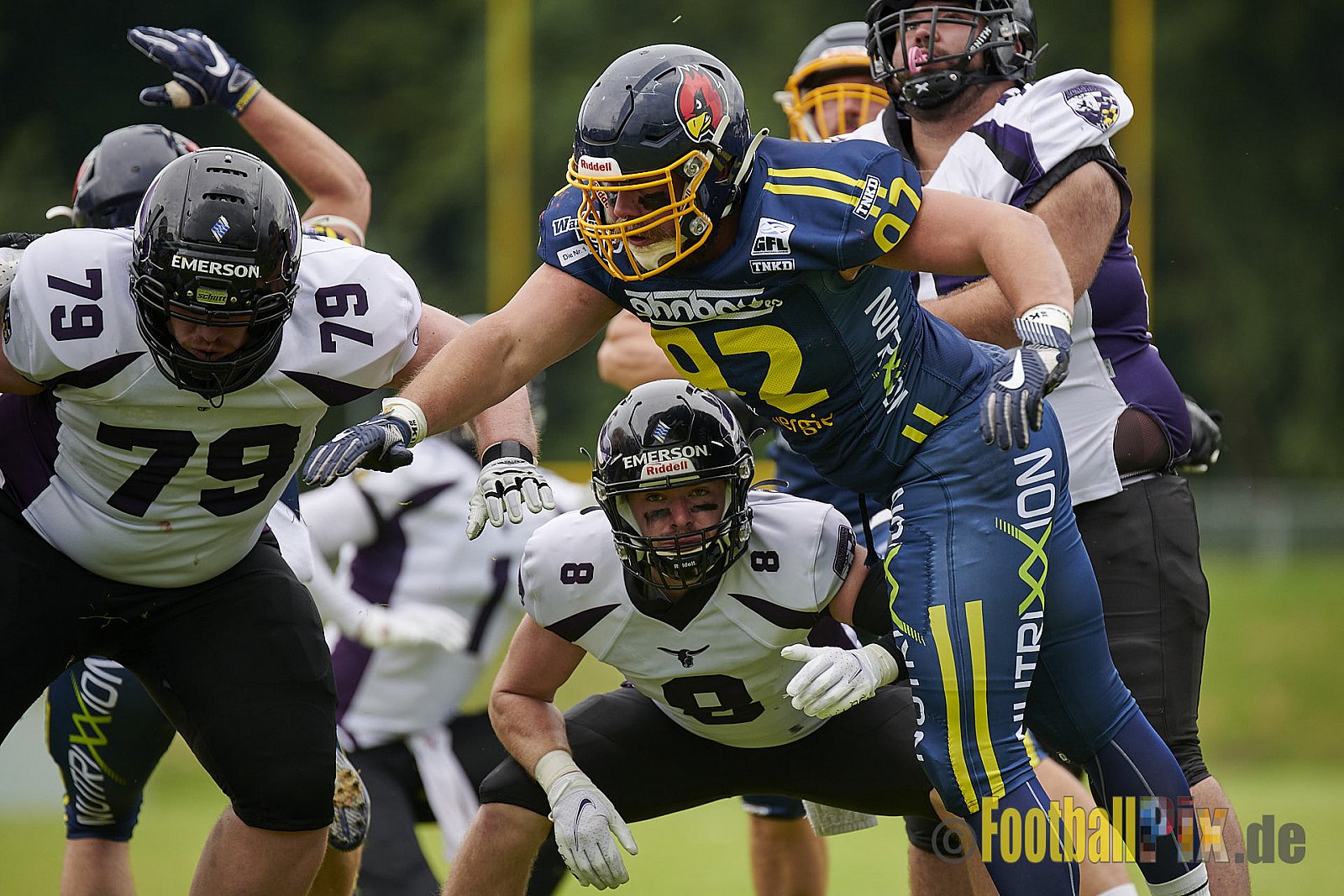 GFL2 Season 2021 Assindia Cardinals vs. Langenfeld Longhorns am 4.07.2021 im Stadion Am Hallo, Hallostraße, 45141 Essen. Endstand des Spiels 28 : 31.
[Bildnummer: 2021-07-04_0075] - AssindiaCardinalsVsLangenfeldLonghorns