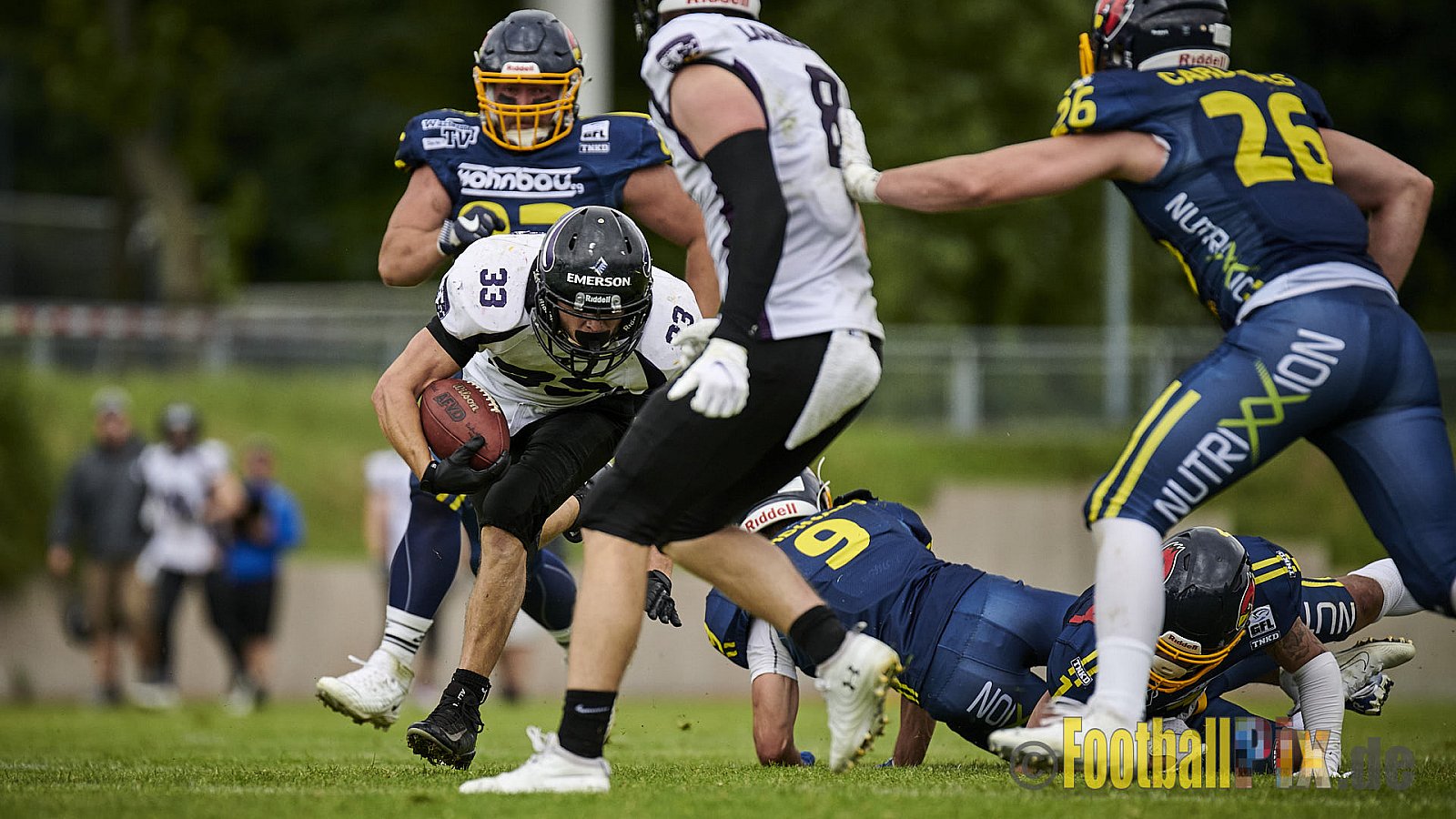 GFL2 Season 2021 Assindia Cardinals vs. Langenfeld Longhorns am 4.07.2021 im Stadion Am Hallo, Hallostraße, 45141 Essen. Endstand des Spiels 28 : 31.
[Bildnummer: 2021-07-04_0319] - AssindiaCardinalsVsLangenfeldLonghorns