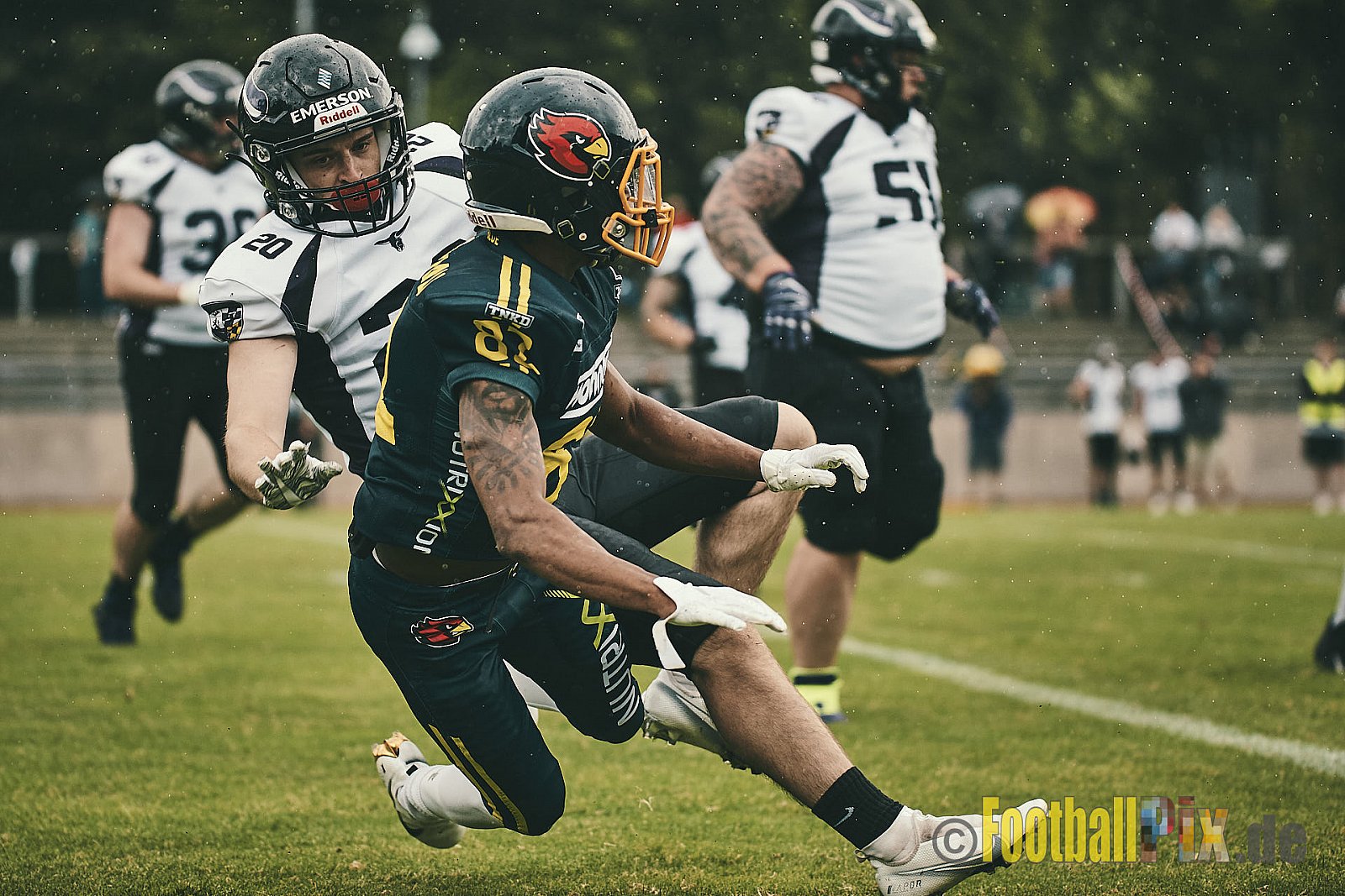 GFL2 Season 2021 Assindia Cardinals vs. Langenfeld Longhorns am 4.07.2021 im Stadion Am Hallo, Hallostraße, 45141 Essen. Endstand des Spiels 28 : 31.
[Bildnummer: 2021-07-04_0374] - AssindiaCardinalsVsLangenfeldLonghorns