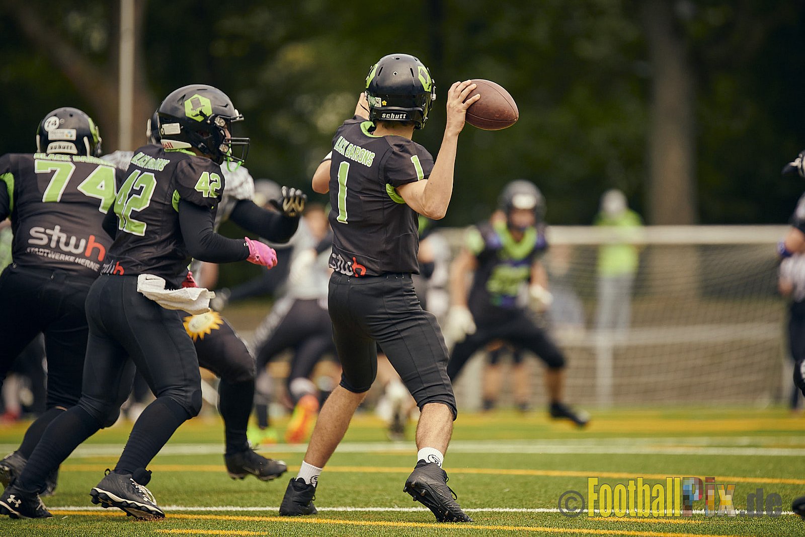 AFCV NRW Landesliga Season 2021 Herne Black Barons vs. Minden Wolves am 26.09.2021 im Stadion Horststadion, Gartenstraße 12-16, 44625 Herne, Punkte Endstand 03 : 27.
[Bildnummer: 2021-09-26_0422] - HerneBlackBaronsVsMindenWolves