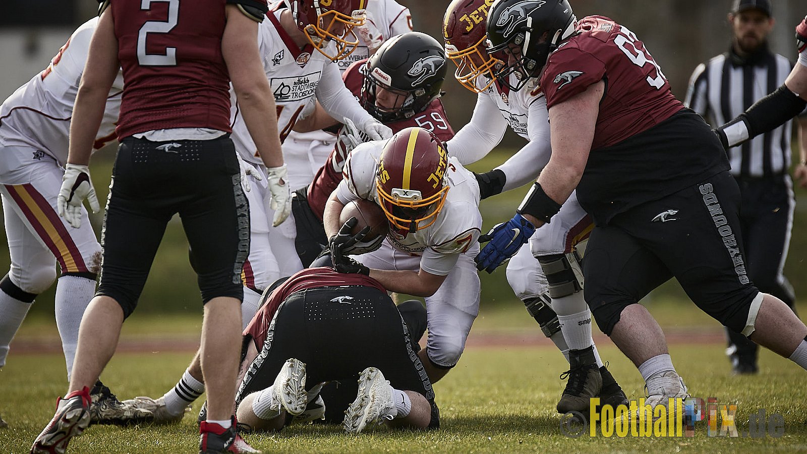AFCV NRW Freundschaftsspiel Season 2022 Troisdorf Jets vs. Wuppertal Greyhounds am 12.03.2022 im Aggerstadion Troisdorf, Taubengasse 199, 53840 Troisdorf, Punkte Endstand 31 : 07.
[Bildnummer: 2022-03-12_0055] - TroisdorfJetsVsWuppertalGreyhounds