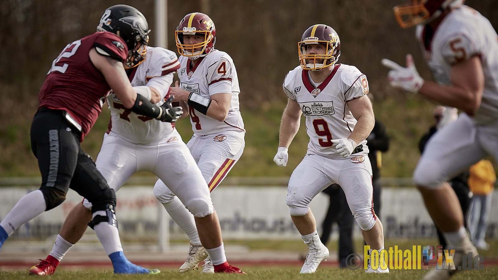 AFCV NRW Freundschaftsspiel Season 2022 Troisdorf Jets vs. Wuppertal Greyhounds am 12.03.2022 im Aggerstadion Troisdorf, Taubengasse 199, 53840 Troisdorf, Punkte Endstand 31 : 07.
[Bildnummer: 2022-03-12_0071] - TroisdorfJetsVsWuppertalGreyhounds