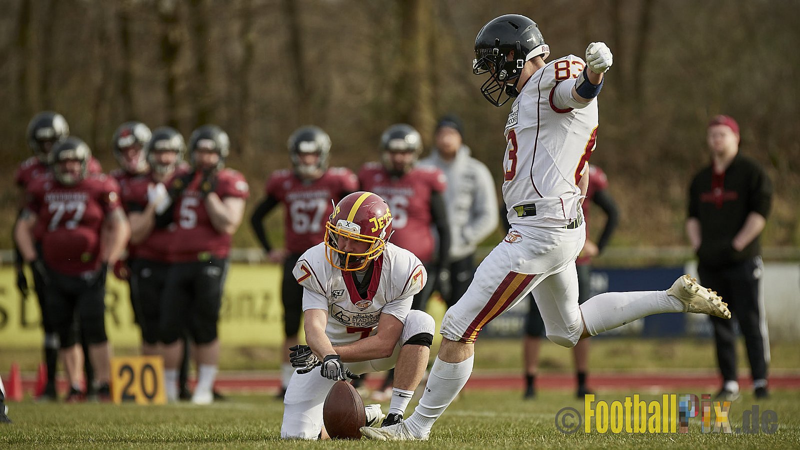 AFCV NRW Freundschaftsspiel Season 2022 Troisdorf Jets vs. Wuppertal Greyhounds am 12.03.2022 im Aggerstadion Troisdorf, Taubengasse 199, 53840 Troisdorf, Punkte Endstand 31 : 07.
[Bildnummer: 2022-03-12_0087] - TroisdorfJetsVsWuppertalGreyhounds