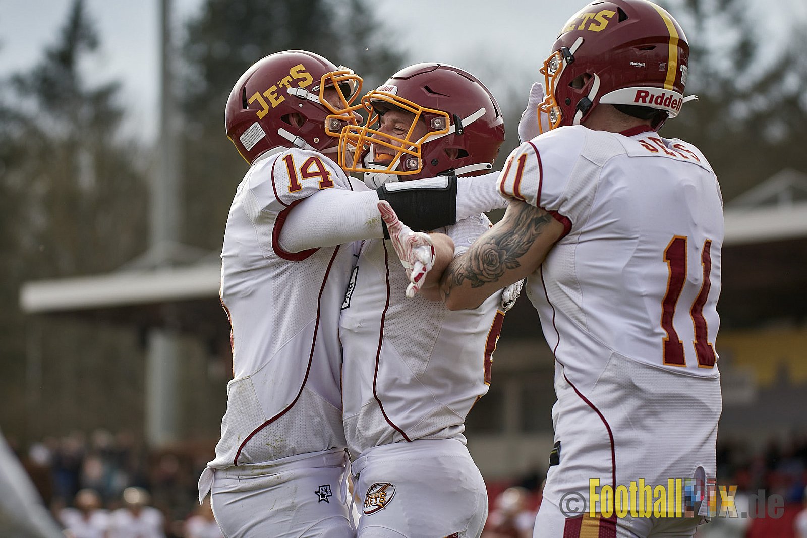 AFCV NRW Freundschaftsspiel Season 2022 Troisdorf Jets vs. Wuppertal Greyhounds am 12.03.2022 im Aggerstadion Troisdorf, Taubengasse 199, 53840 Troisdorf, Punkte Endstand 31 : 07.
[Bildnummer: 2022-03-12_0153] - TroisdorfJetsVsWuppertalGreyhounds