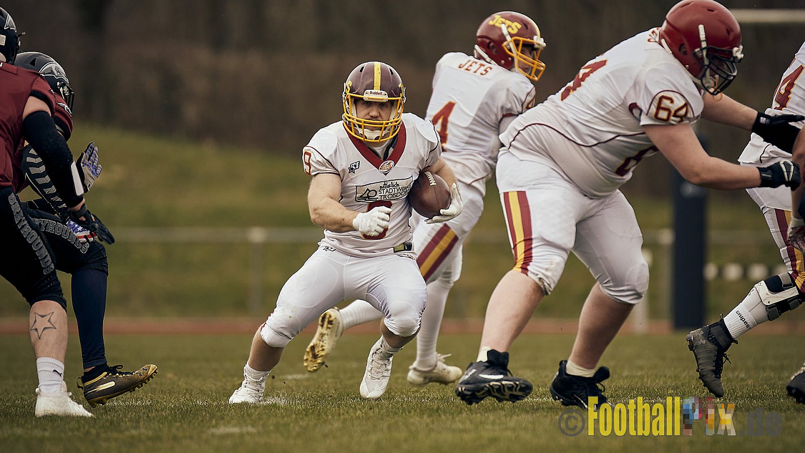 AFCV NRW Freundschaftsspiel Season 2022 Troisdorf Jets vs. Wuppertal Greyhounds am 12.03.2022 im Aggerstadion Troisdorf, Taubengasse 199, 53840 Troisdorf, Punkte Endstand 31 : 07.
[Bildnummer: 2022-03-12_0216] - TroisdorfJetsVsWuppertalGreyhounds