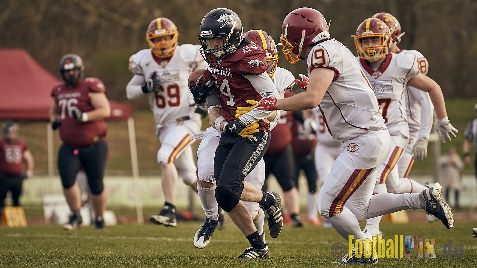 AFCV NRW Freundschaftsspiel Season 2022 Troisdorf Jets vs. Wuppertal Greyhounds am 12.03.2022 im Aggerstadion Troisdorf, Taubengasse 199, 53840 Troisdorf, Punkte Endstand 31 : 07.
[Bildnummer: 2022-03-12_0355] - TroisdorfJetsVsWuppertalGreyhounds