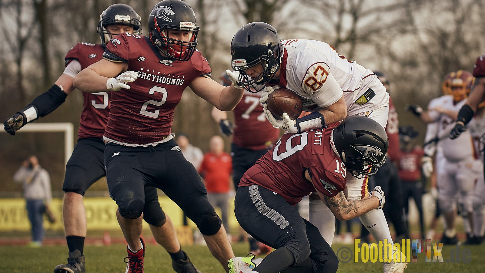 AFCV NRW Freundschaftsspiel Season 2022 Troisdorf Jets vs. Wuppertal Greyhounds am 12.03.2022 im Aggerstadion Troisdorf, Taubengasse 199, 53840 Troisdorf, Punkte Endstand 31 : 07.
[Bildnummer: 2022-03-12_0424] - TroisdorfJetsVsWuppertalGreyhounds