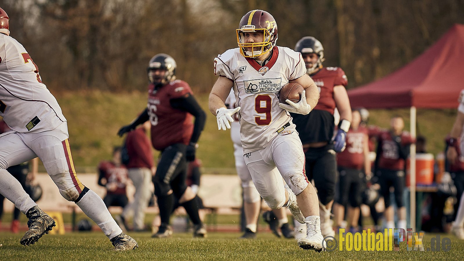 AFCV NRW Freundschaftsspiel Season 2022 Troisdorf Jets vs. Wuppertal Greyhounds am 12.03.2022 im Aggerstadion Troisdorf, Taubengasse 199, 53840 Troisdorf, Punkte Endstand 31 : 07.
[Bildnummer: 2022-03-12_0471] - TroisdorfJetsVsWuppertalGreyhounds