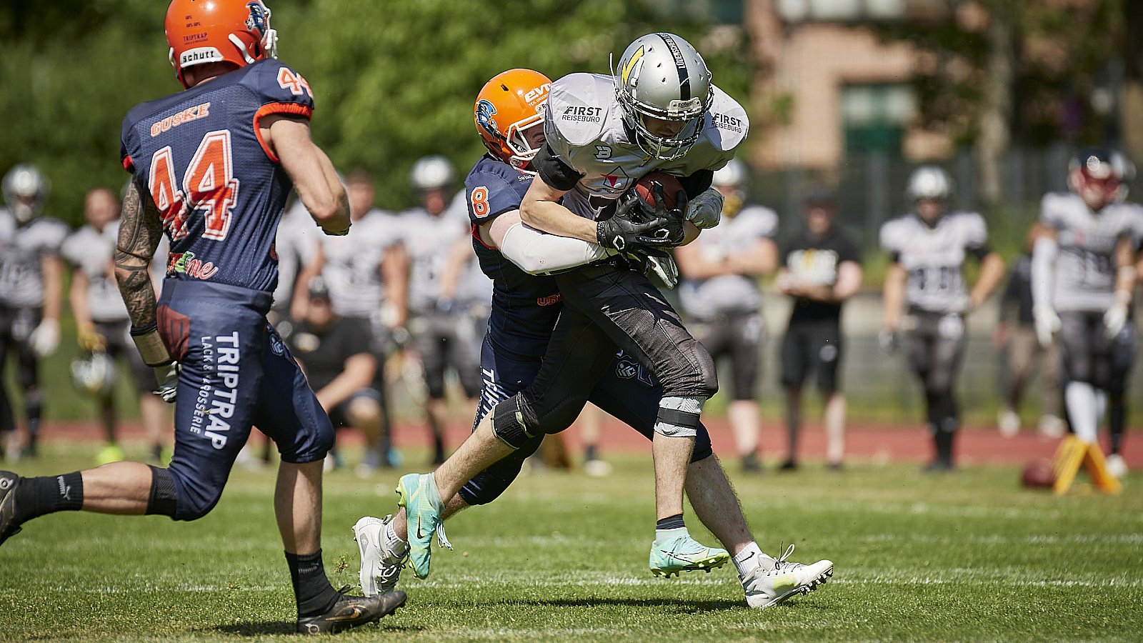 AFCV NRW Liga Season 2022 Oberhausen Tornados vs. Lüdenscheid Lightnings am 15.05.2022 im Stadion Sterkrade, 46145 Oberhausen, Punkte Endstand 26 : 36.
[Bildnummer: 2022-05-15_0058] - OberhausenTornadosVsLuedenscheidLightnings