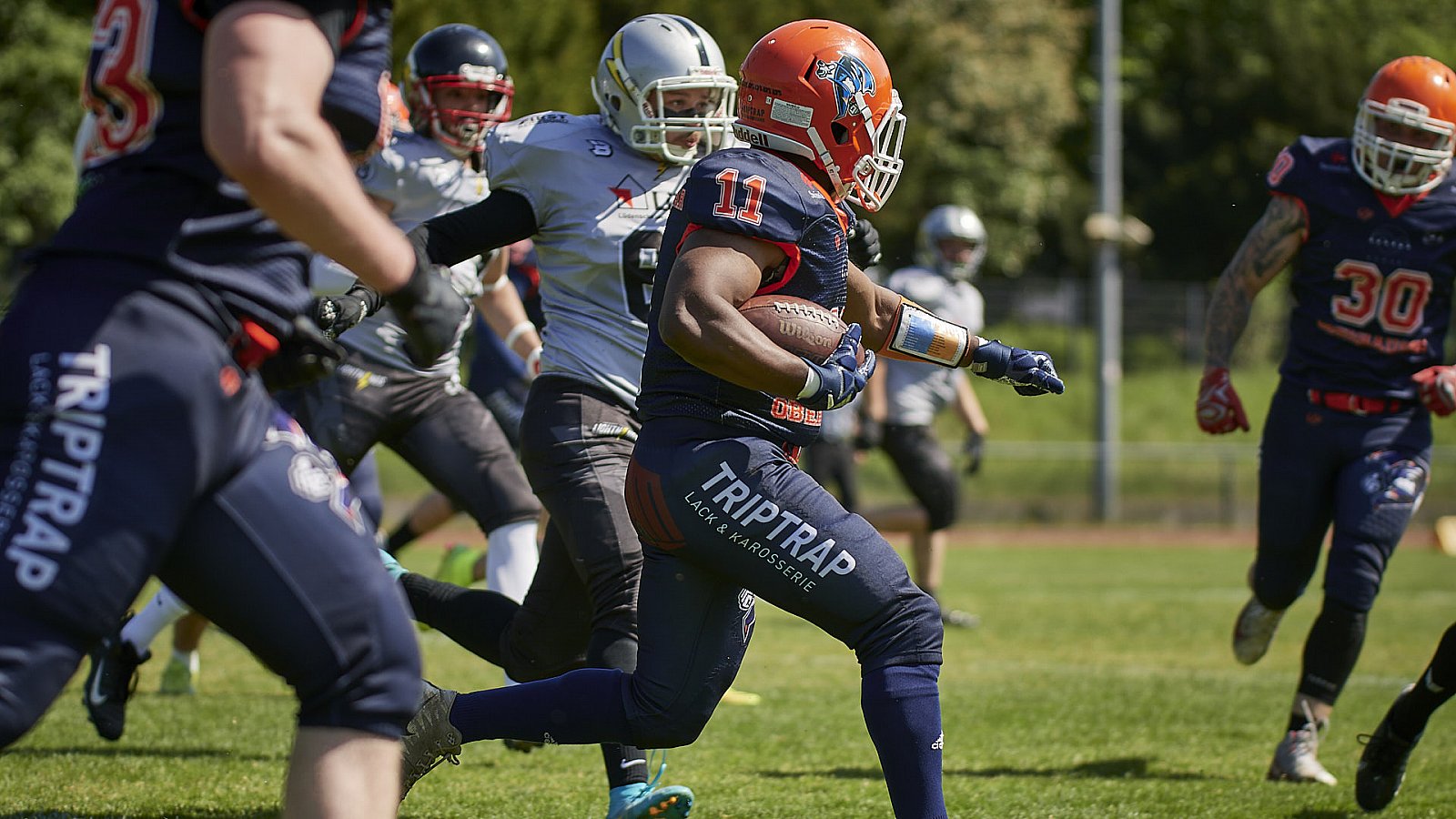AFCV NRW Liga Season 2022 Oberhausen Tornados vs. Lüdenscheid Lightnings am 15.05.2022 im Stadion Sterkrade, 46145 Oberhausen, Punkte Endstand 26 : 36.
[Bildnummer: 2022-05-15_0111] - OberhausenTornadosVsLuedenscheidLightnings