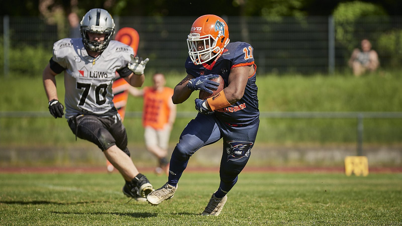 AFCV NRW Liga Season 2022 Oberhausen Tornados vs. Lüdenscheid Lightnings am 15.05.2022 im Stadion Sterkrade, 46145 Oberhausen, Punkte Endstand 26 : 36.
[Bildnummer: 2022-05-15_0264] - OberhausenTornadosVsLuedenscheidLightnings