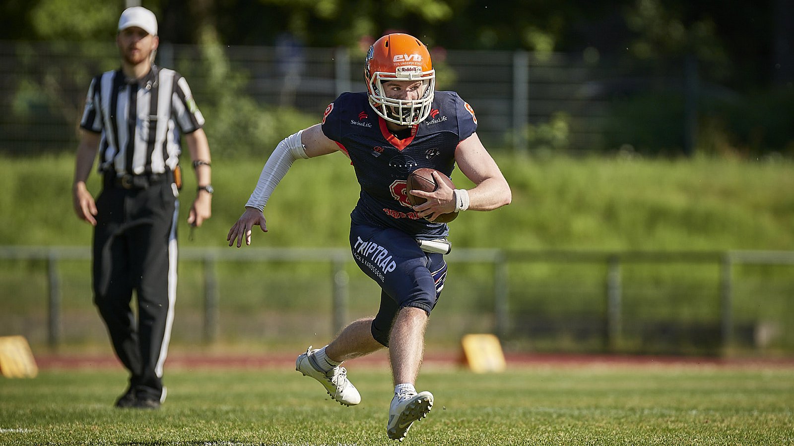 AFCV NRW Liga Season 2022 Oberhausen Tornados vs. Lüdenscheid Lightnings am 15.05.2022 im Stadion Sterkrade, 46145 Oberhausen, Punkte Endstand 26 : 36.
[Bildnummer: 2022-05-15_0330] - OberhausenTornadosVsLuedenscheidLightnings