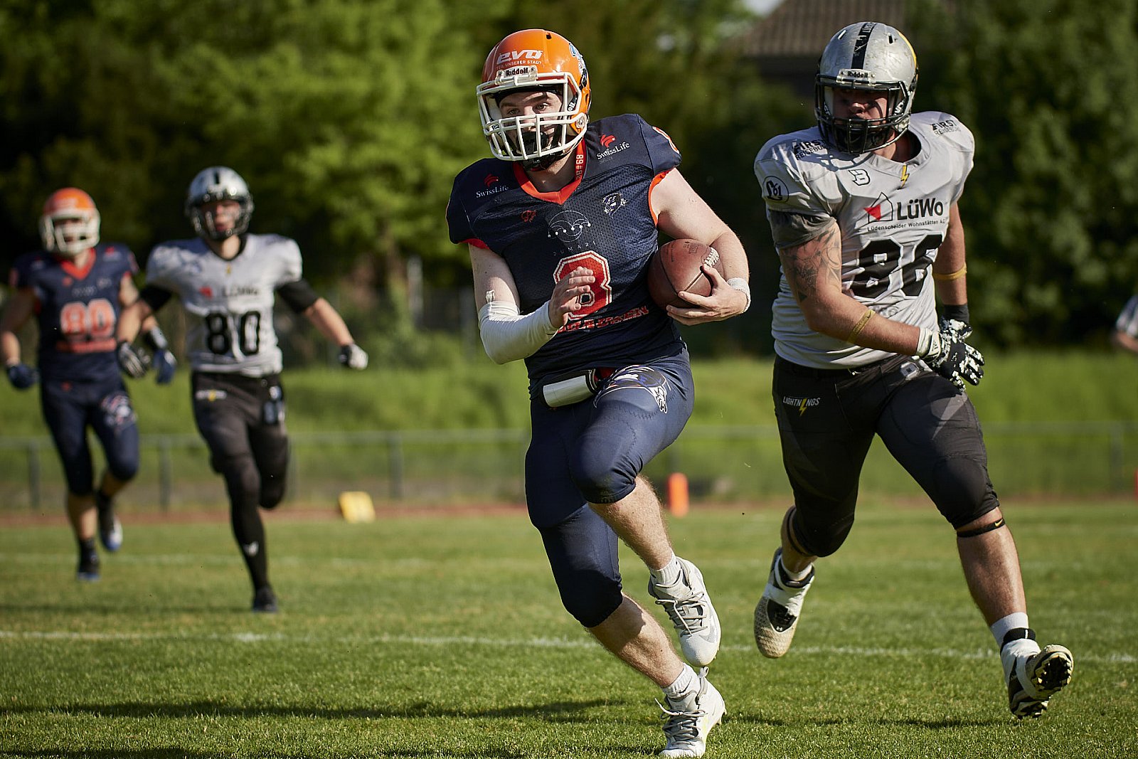 AFCV NRW Liga Season 2022 Oberhausen Tornados vs. Lüdenscheid Lightnings am 15.05.2022 im Stadion Sterkrade, 46145 Oberhausen, Punkte Endstand 26 : 36.
[Bildnummer: 2022-05-15_0403] - OberhausenTornadosVsLuedenscheidLightnings