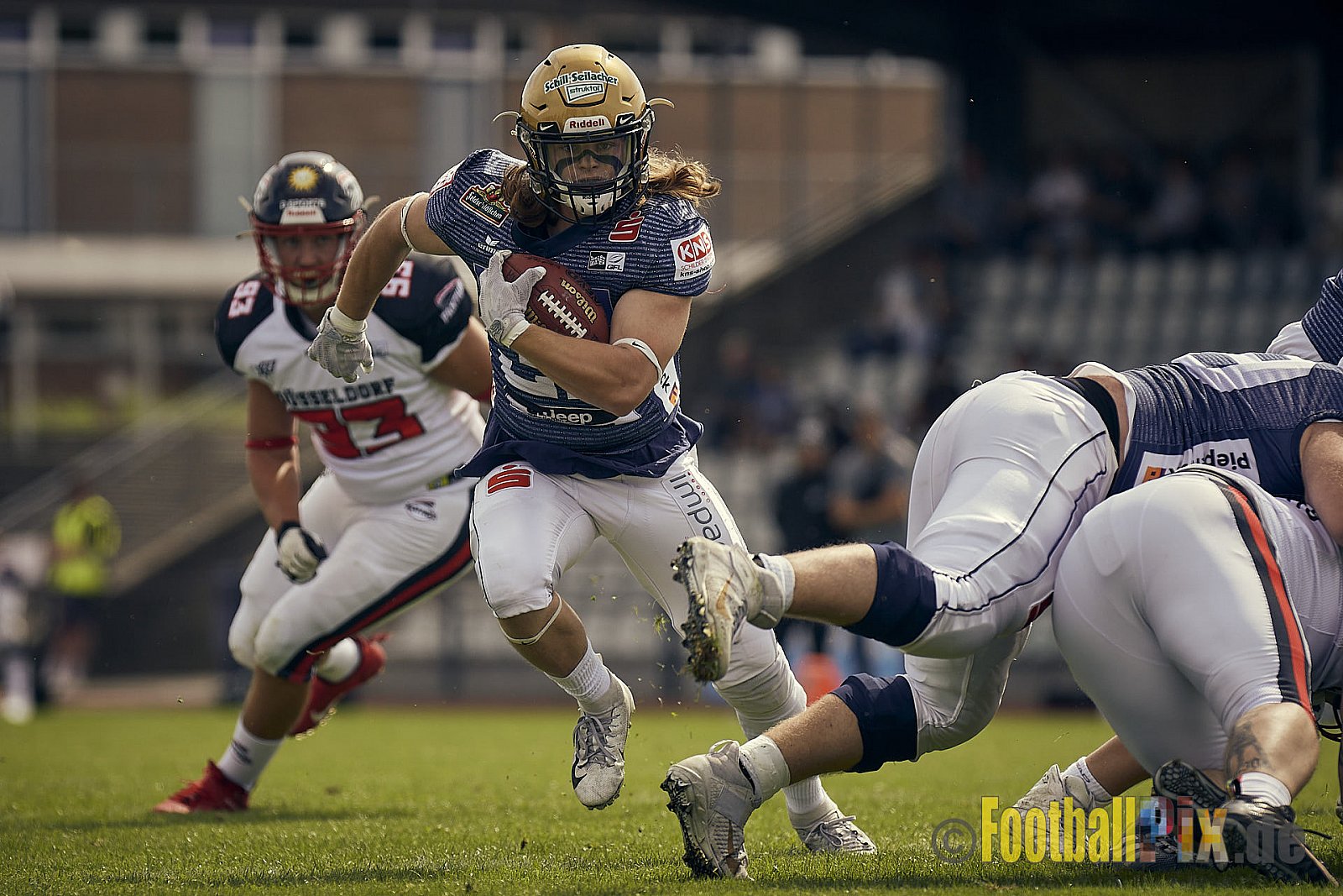 Spiel der GFL Season 2022 Düsseldorf Panther vs. Dresden Monarchs am 30.07.2022 im Stadion VfL Benrath, Karl-Hohmann-Straße 70, 40597 Düsseldorf, Punkte Endstand 00 : 21.
[Bildnummer: 2022-07-30_0133] - DPantherVsDresdenMonarchs
