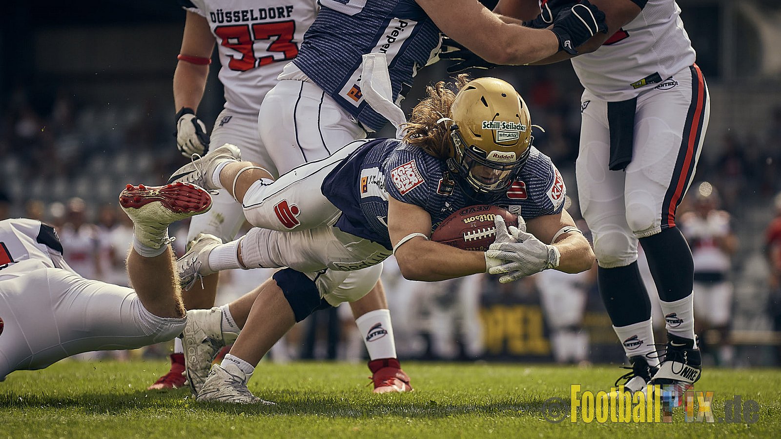 Spiel der GFL Season 2022 Düsseldorf Panther vs. Dresden Monarchs am 30.07.2022 im Stadion VfL Benrath, Karl-Hohmann-Straße 70, 40597 Düsseldorf, Punkte Endstand 00 : 21.
[Bildnummer: 2022-07-30_0151] - DPantherVsDresdenMonarchs