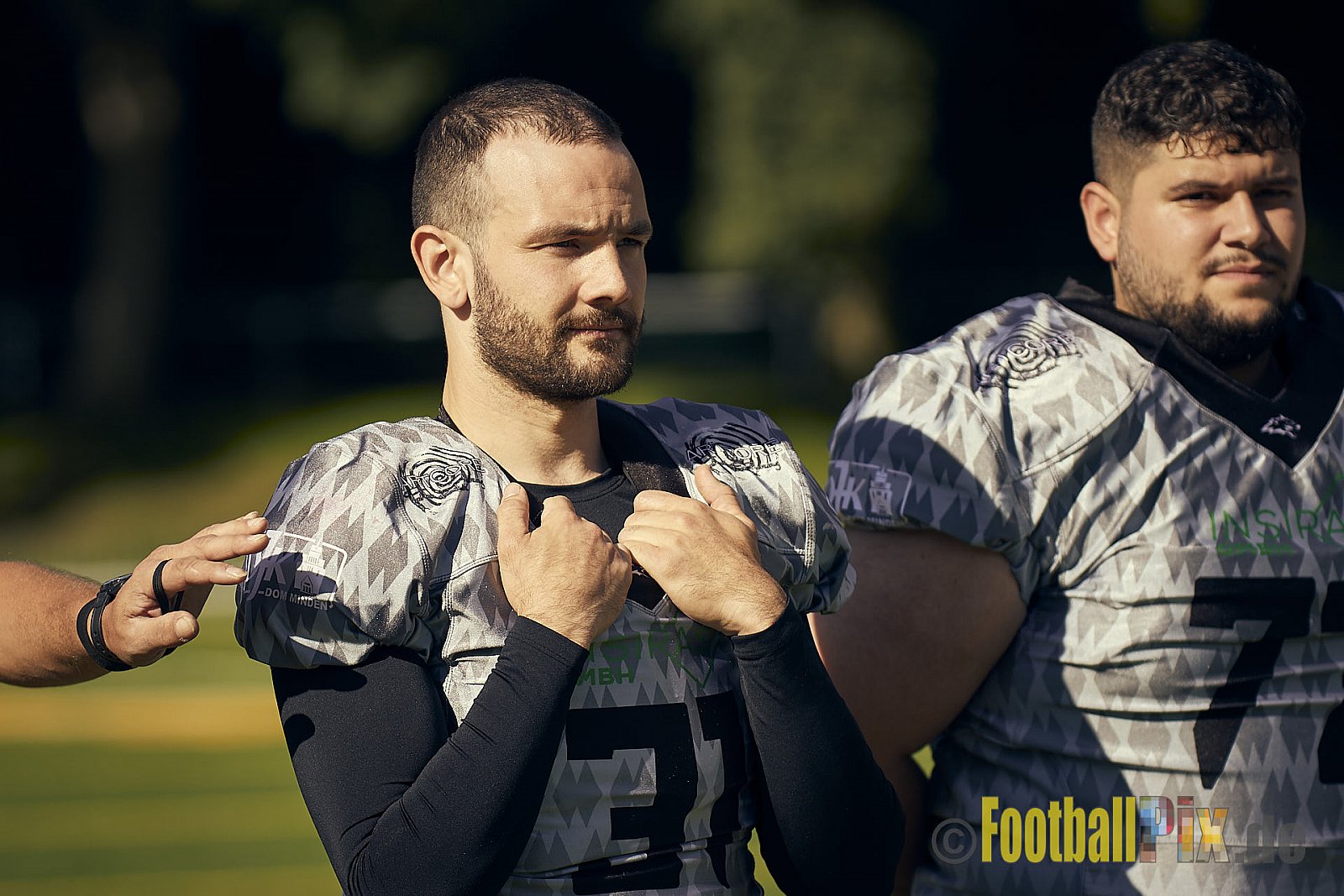 AFCV NRW Verbandsliga Ost Season 2022 Herne Black Barons vs. Minden Wolves am 25.09.2022 im Stadion Horststadion, Gartenstraße 12-16, 44625 Herne, Punkte Endstand 12 : 34.
[Bildnummer: 2022-09-25_0100] - HerneBlackBaronsMindenWolves