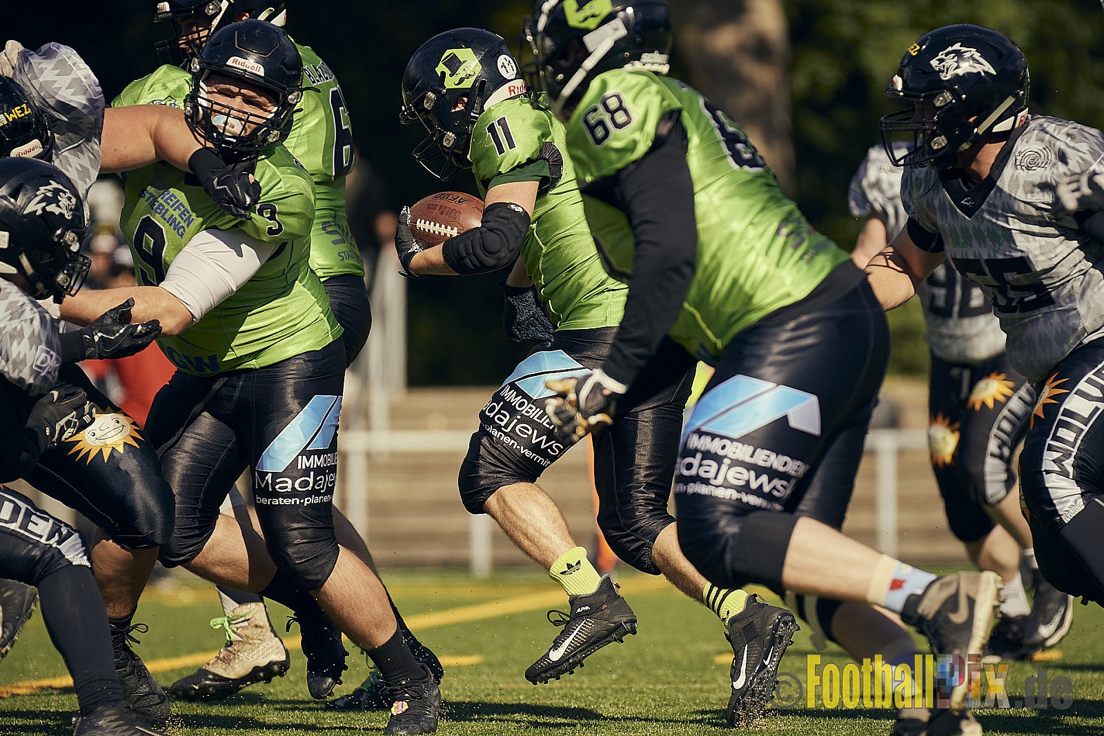 AFCV NRW Verbandsliga Ost Season 2022 Herne Black Barons vs. Minden Wolves am 25.09.2022 im Stadion Horststadion, Gartenstraße 12-16, 44625 Herne, Punkte Endstand 12 : 34.
[Bildnummer: 2022-09-25_0127] - HerneBlackBaronsMindenWolves