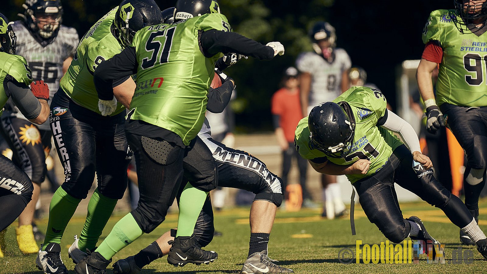AFCV NRW Verbandsliga Ost Season 2022 Herne Black Barons vs. Minden Wolves am 25.09.2022 im Stadion Horststadion, Gartenstraße 12-16, 44625 Herne, Punkte Endstand 12 : 34.
[Bildnummer: 2022-09-25_0134] - HerneBlackBaronsMindenWolves