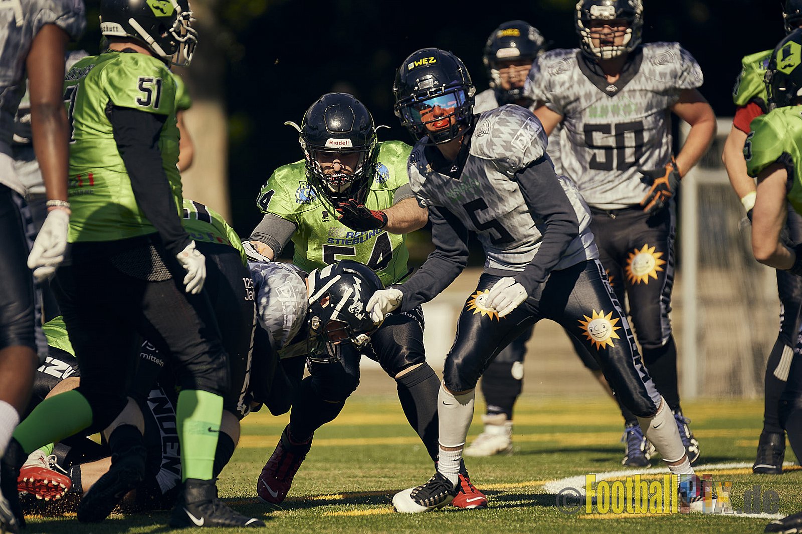 AFCV NRW Verbandsliga Ost Season 2022 Herne Black Barons vs. Minden Wolves am 25.09.2022 im Stadion Horststadion, Gartenstraße 12-16, 44625 Herne, Punkte Endstand 12 : 34.
[Bildnummer: 2022-09-25_0150] - HerneBlackBaronsMindenWolves