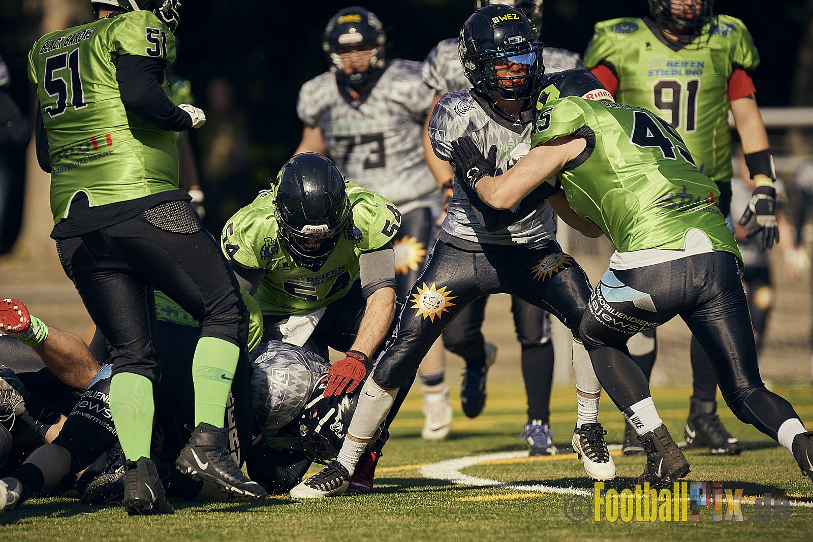 AFCV NRW Verbandsliga Ost Season 2022 Herne Black Barons vs. Minden Wolves am 25.09.2022 im Stadion Horststadion, Gartenstraße 12-16, 44625 Herne, Punkte Endstand 12 : 34.
[Bildnummer: 2022-09-25_0152] - HerneBlackBaronsMindenWolves