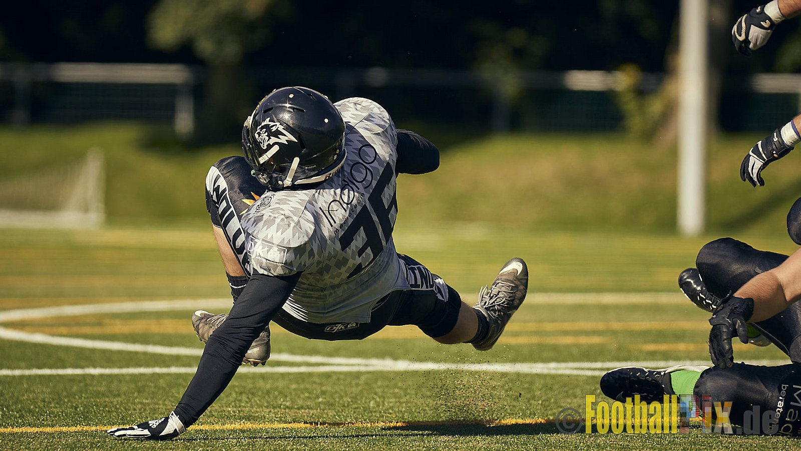 AFCV NRW Verbandsliga Ost Season 2022 Herne Black Barons vs. Minden Wolves am 25.09.2022 im Stadion Horststadion, Gartenstraße 12-16, 44625 Herne, Punkte Endstand 12 : 34.
[Bildnummer: 2022-09-25_0155] - HerneBlackBaronsMindenWolves