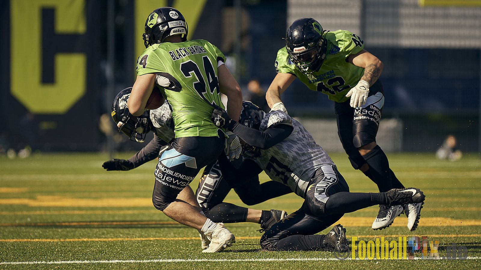 AFCV NRW Verbandsliga Ost Season 2022 Herne Black Barons vs. Minden Wolves am 25.09.2022 im Stadion Horststadion, Gartenstraße 12-16, 44625 Herne, Punkte Endstand 12 : 34.
[Bildnummer: 2022-09-25_0235] - HerneBlackBaronsMindenWolves