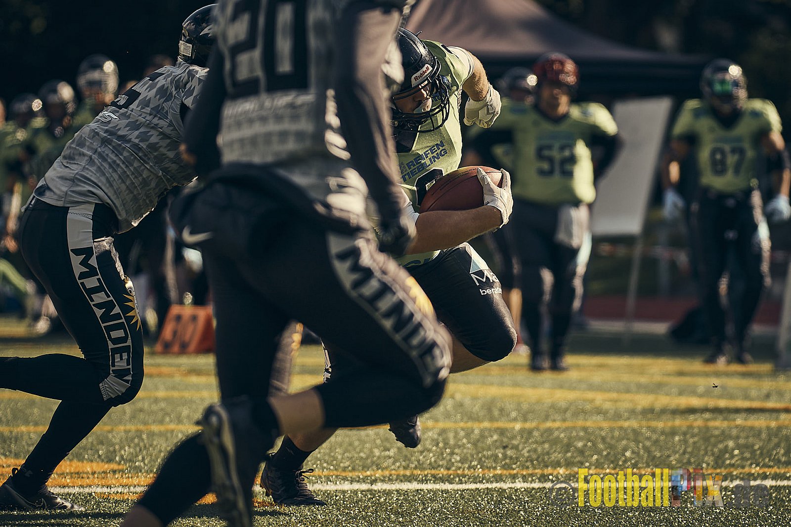AFCV NRW Verbandsliga Ost Season 2022 Herne Black Barons vs. Minden Wolves am 25.09.2022 im Stadion Horststadion, Gartenstraße 12-16, 44625 Herne, Punkte Endstand 12 : 34.
[Bildnummer: 2022-09-25_0261] - HerneBlackBaronsMindenWolves