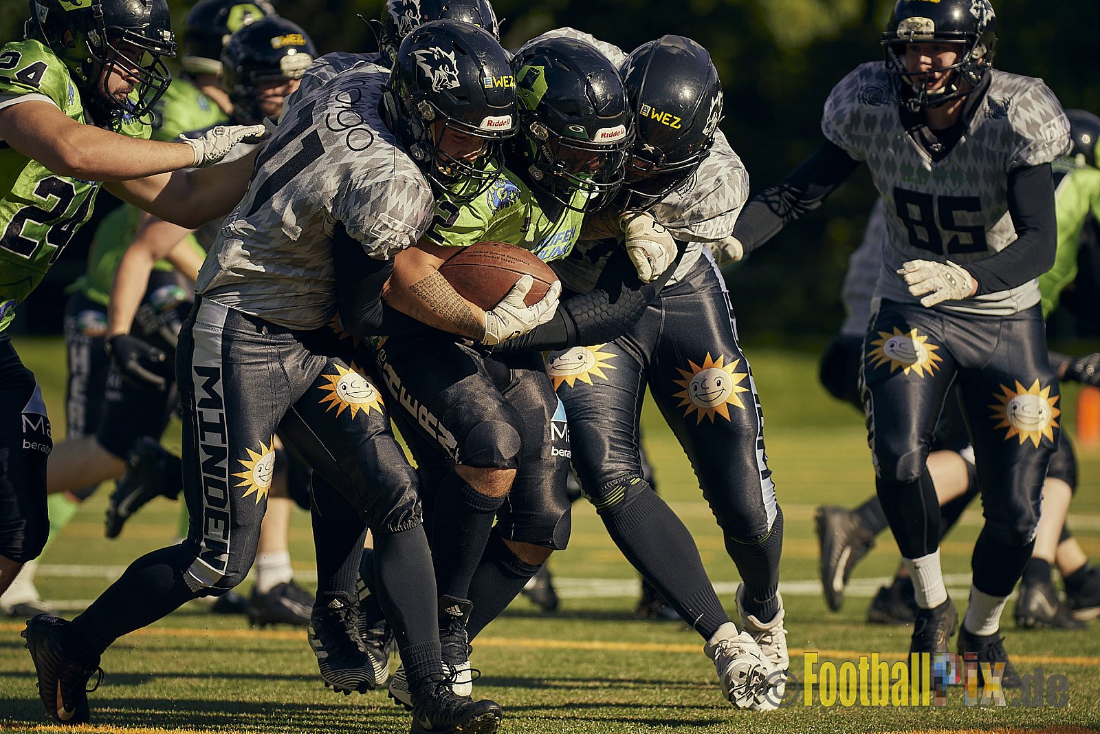 AFCV NRW Verbandsliga Ost Season 2022 Herne Black Barons vs. Minden Wolves am 25.09.2022 im Stadion Horststadion, Gartenstraße 12-16, 44625 Herne, Punkte Endstand 12 : 34.
[Bildnummer: 2022-09-25_0329] - HerneBlackBaronsMindenWolves