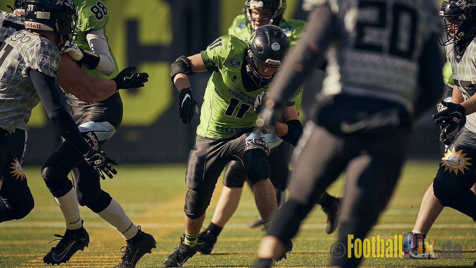 AFCV NRW Verbandsliga Ost Season 2022 Herne Black Barons vs. Minden Wolves am 25.09.2022 im Stadion Horststadion, Gartenstraße 12-16, 44625 Herne, Punkte Endstand 12 : 34.
[Bildnummer: 2022-09-25_0352] - HerneBlackBaronsMindenWolves