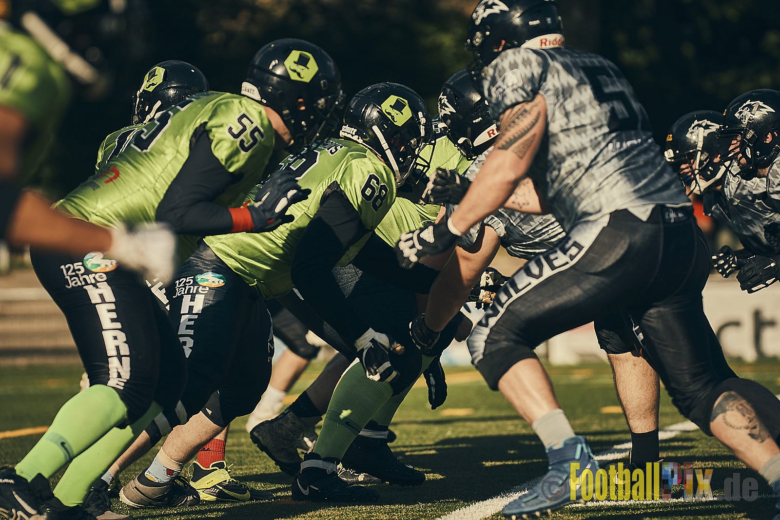 AFCV NRW Verbandsliga Ost Season 2022 Herne Black Barons vs. Minden Wolves am 25.09.2022 im Stadion Horststadion, Gartenstraße 12-16, 44625 Herne, Punkte Endstand 12 : 34.
[Bildnummer: 2022-09-25_0447] - HerneBlackBaronsMindenWolves