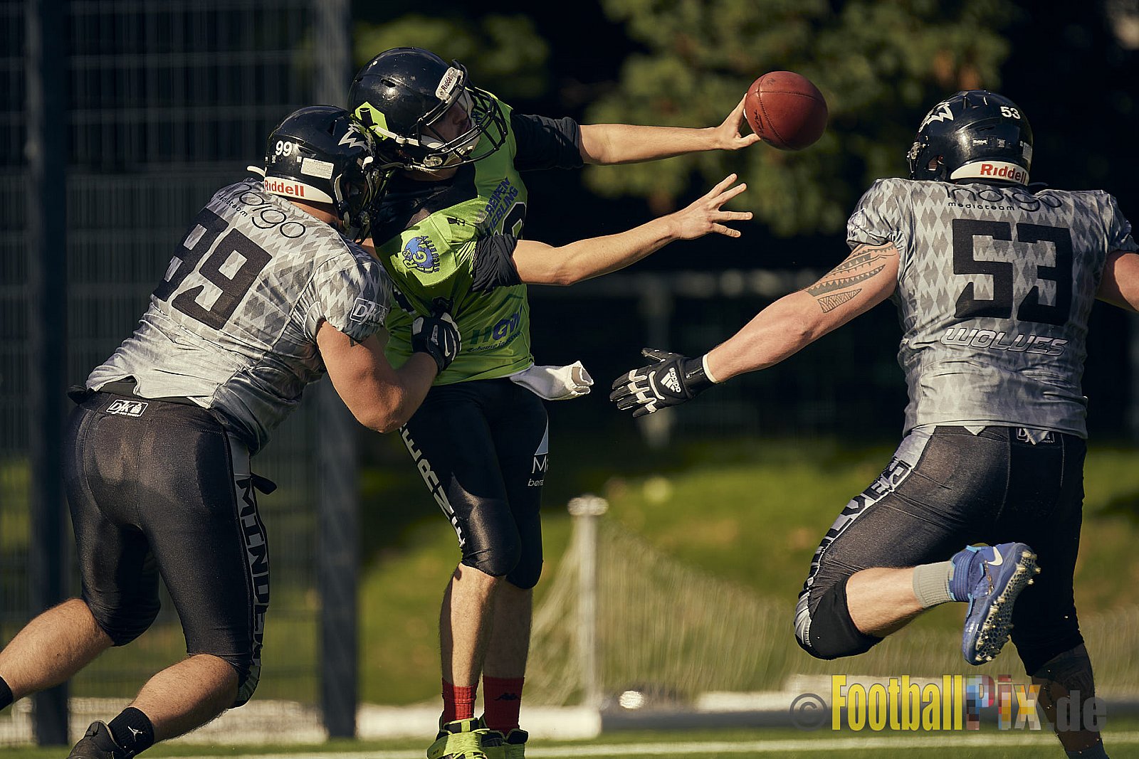 AFCV NRW Verbandsliga Ost Season 2022 Herne Black Barons vs. Minden Wolves am 25.09.2022 im Stadion Horststadion, Gartenstraße 12-16, 44625 Herne, Punkte Endstand 12 : 34.
[Bildnummer: 2022-09-25_0452] - HerneBlackBaronsMindenWolves