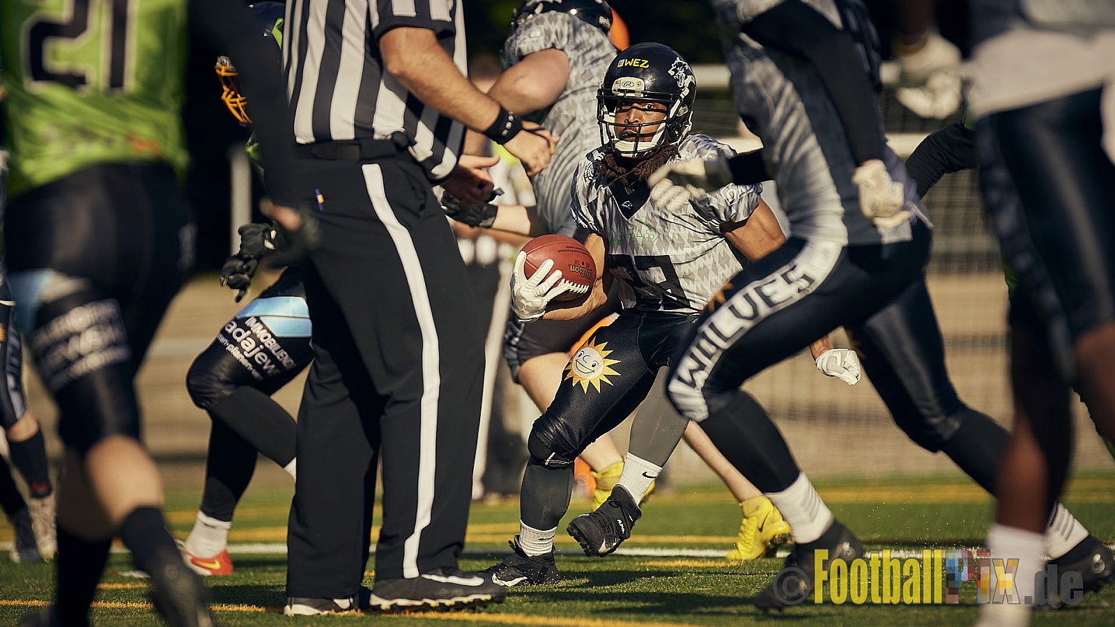 AFCV NRW Verbandsliga Ost Season 2022 Herne Black Barons vs. Minden Wolves am 25.09.2022 im Stadion Horststadion, Gartenstraße 12-16, 44625 Herne, Punkte Endstand 12 : 34.
[Bildnummer: 2022-09-25_0473] - HerneBlackBaronsMindenWolves