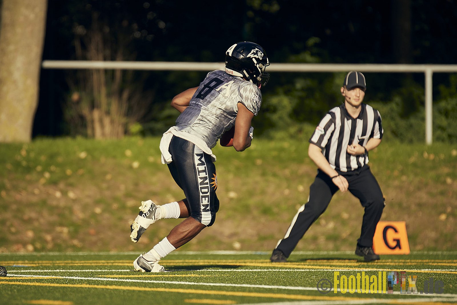 AFCV NRW Verbandsliga Ost Season 2022 Herne Black Barons vs. Minden Wolves am 25.09.2022 im Stadion Horststadion, Gartenstraße 12-16, 44625 Herne, Punkte Endstand 12 : 34.
[Bildnummer: 2022-09-25_0569] - HerneBlackBaronsMindenWolves