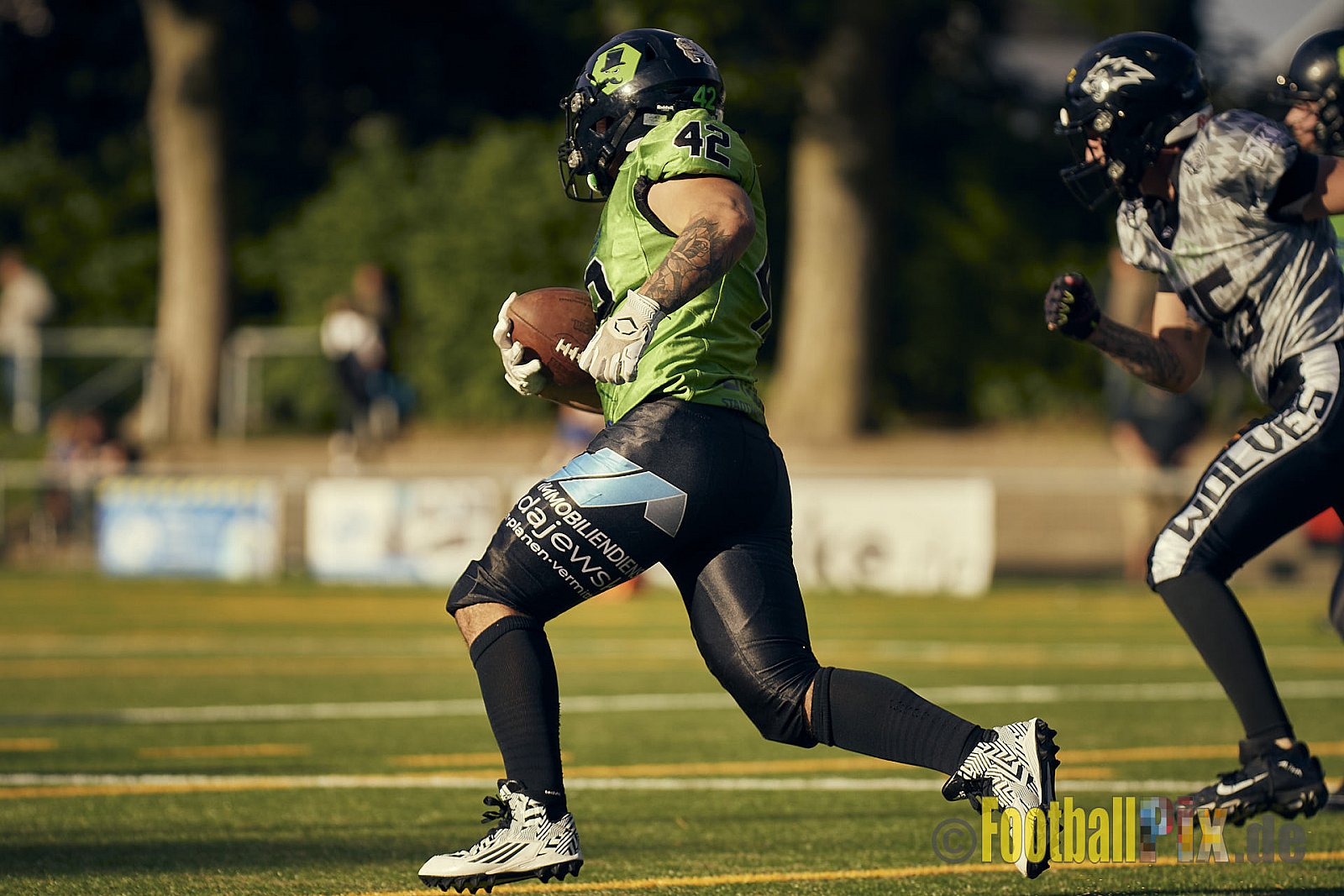 AFCV NRW Verbandsliga Ost Season 2022 Herne Black Barons vs. Minden Wolves am 25.09.2022 im Stadion Horststadion, Gartenstraße 12-16, 44625 Herne, Punkte Endstand 12 : 34.
[Bildnummer: 2022-09-25_0607] - HerneBlackBaronsMindenWolves