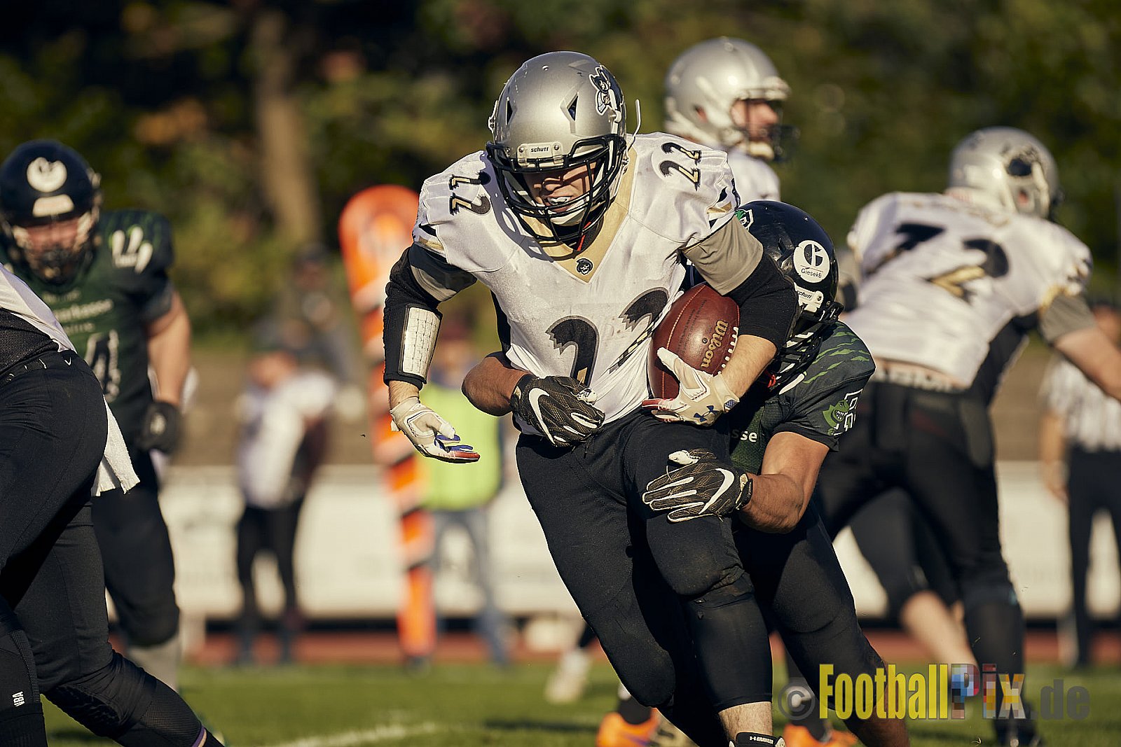 AFCV NRW Landesliga Season 2022 Rheine Raptors vs. Dorsten Reapers am 02.10.2022 im Stadion Jahnstadion, Schützenstraße, 48429 Rheine, Punkte Endstand 35 : 09.
[Bildnummer: 2022-10-02_0745] - RheineRaptorsVsDorstenReapers