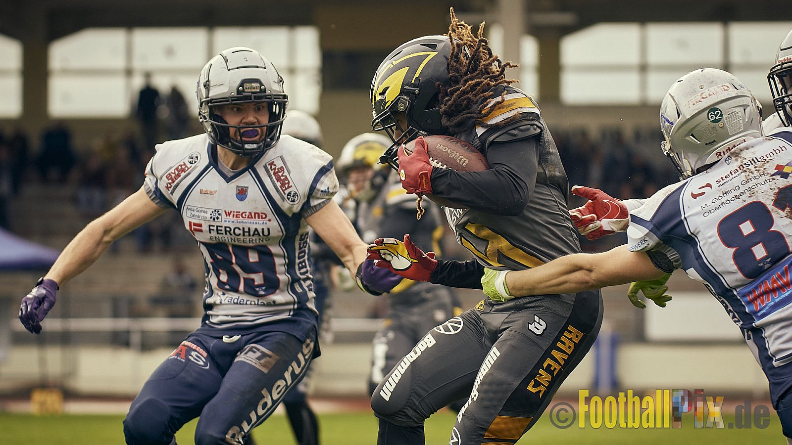 AFCV NRW Oberliga Season 2022 Remscheid Amboss vs. Krefeld Ravens am 15.10.2022 im Stadion Reinshagen Stadion, Wallburgstraße 25, 42857 Remscheid, Punkte Endstand 00 : 28.
[Bildnummer: 2022-10-15_0316] - RemscheidAmbossVsKrefeldRavens