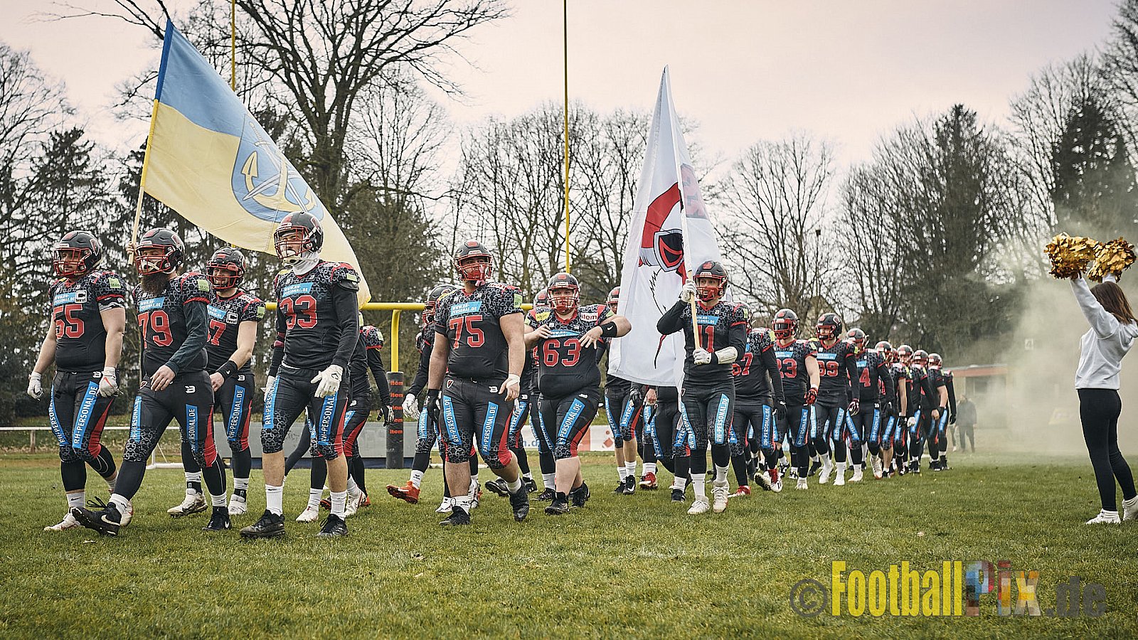 Preseason Game early bird 2023 Solingen Paladins vs. Lohne Longhorns am 4.03.2023 im Stadion Jahnkampfbahn Solingen, Adolf-Clarenbach-Straße 36, 42719 Solingen. Spiel Endstand 34 : 0. Bildnummer: 2023-03-04_0006 - SolingenPaladinsVsLohneLonghorns