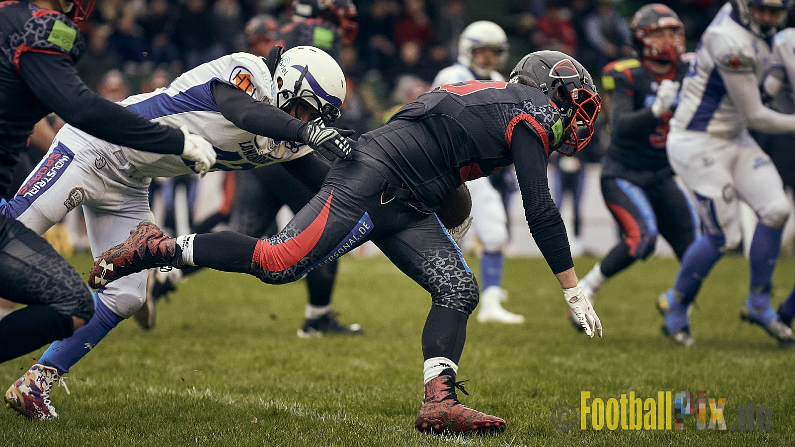 Preseason Game early bird 2023 Solingen Paladins vs. Lohne Longhorns am 4.03.2023 im Stadion Jahnkampfbahn Solingen, Adolf-Clarenbach-Straße 36, 42719 Solingen. Spiel Endstand 34 : 0. Bildnummer: 2023-03-04_0037 - SolingenPaladinsVsLohneLonghorns