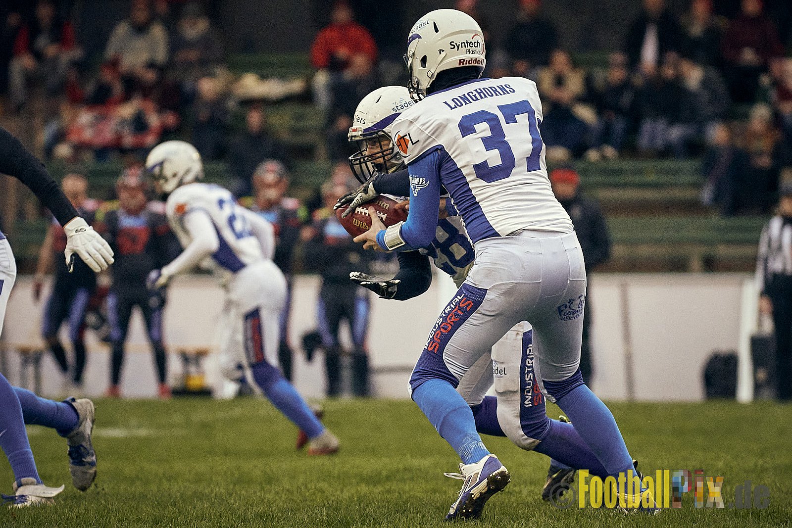 Preseason Game early bird 2023 Solingen Paladins vs. Lohne Longhorns am 4.03.2023 im Stadion Jahnkampfbahn Solingen, Adolf-Clarenbach-Straße 36, 42719 Solingen. Spiel Endstand 34 : 0. Bildnummer: 2023-03-04_0079 - SolingenPaladinsVsLohneLonghorns