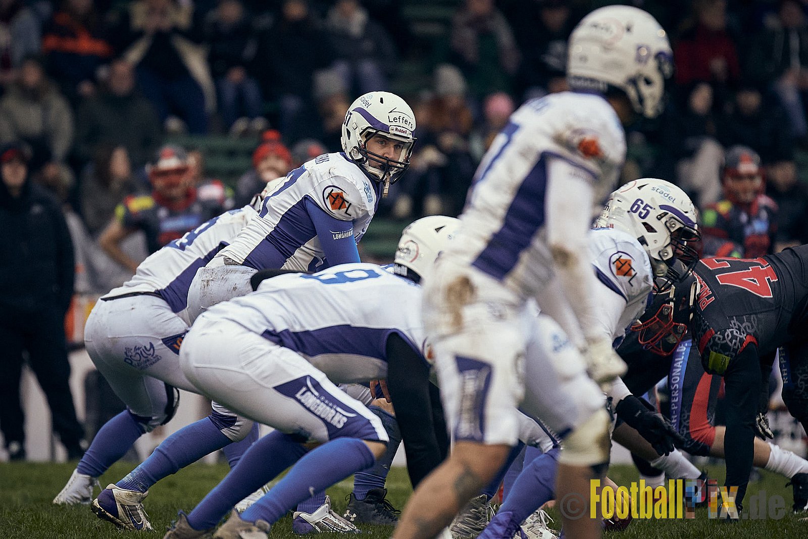 Preseason Game early bird 2023 Solingen Paladins vs. Lohne Longhorns am 4.03.2023 im Stadion Jahnkampfbahn Solingen, Adolf-Clarenbach-Straße 36, 42719 Solingen. Spiel Endstand 34 : 0. Bildnummer: 2023-03-04_0144 - SolingenPaladinsVsLohneLonghorns