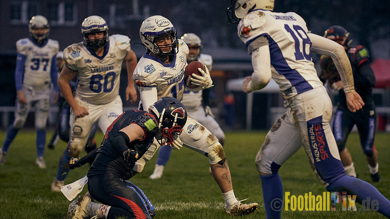 Preseason Game early bird 2023 Solingen Paladins vs. Lohne Longhorns am 4.03.2023 im Stadion Jahnkampfbahn Solingen, Adolf-Clarenbach-Straße 36, 42719 Solingen. Spiel Endstand 34 : 0. Bildnummer: 2023-03-04_0186 - SolingenPaladinsVsLohneLonghorns
