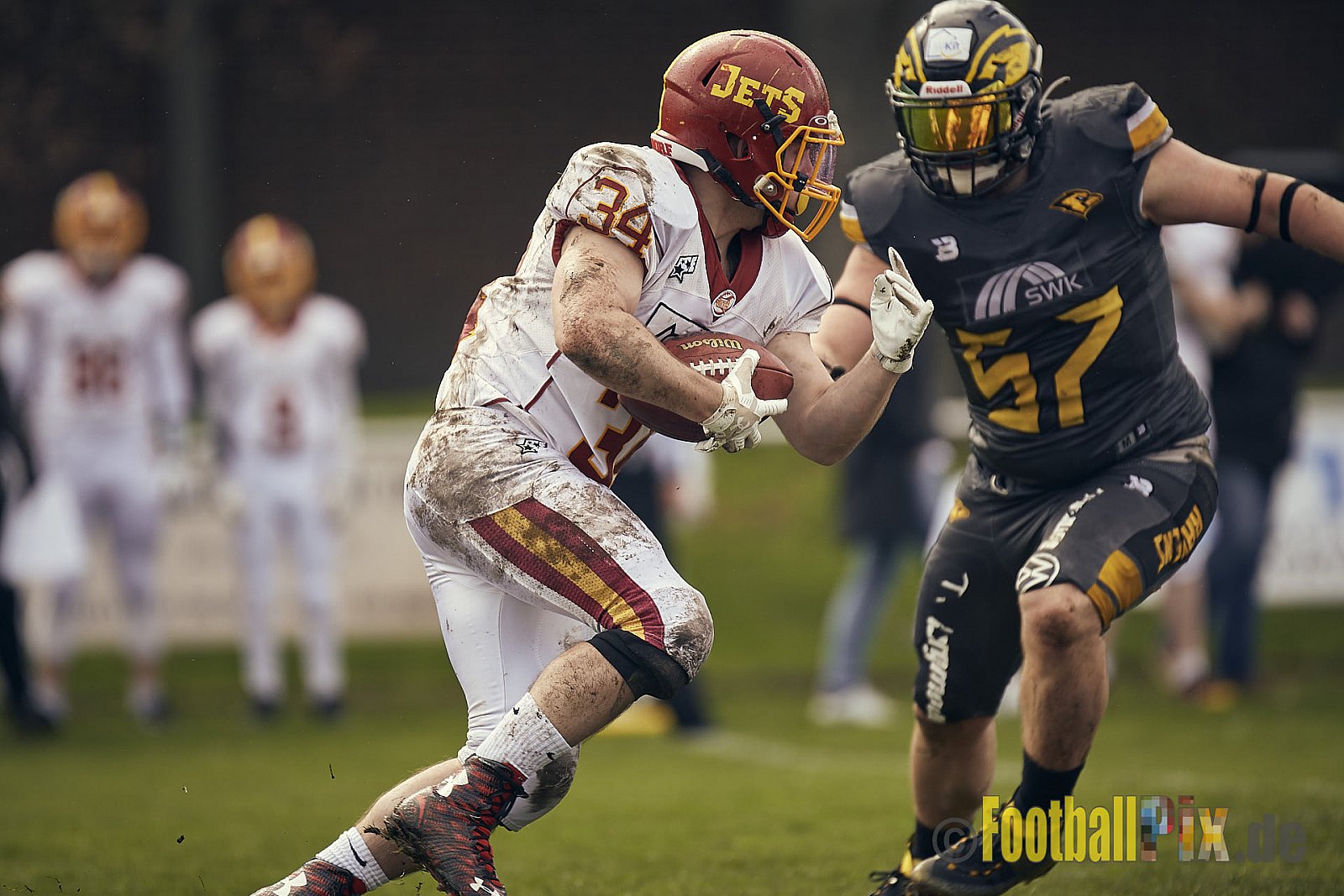 Preseason Game 2023 Krefeld Ravens vs. Troisdorf Jets am 25.03.2023 im Stadion BSA Sprödental. Die Adresse: BeziBSA Sprödental, Sprödentalstr. 15, 47799 Krefeld. Punkte Endstand 12 : 07. Bildnummer: 2023-03-25_0094 - KrefeldRavensVsTroisdorfJets