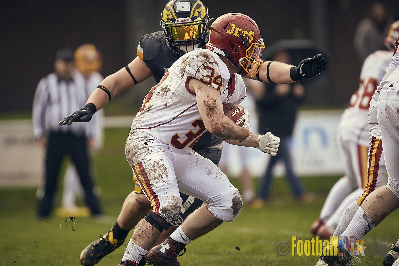 Preseason Game 2023 Krefeld Ravens vs. Troisdorf Jets am 25.03.2023 im Stadion BSA Sprödental. Die Adresse: BeziBSA Sprödental, Sprödentalstr. 15, 47799 Krefeld. Punkte Endstand 12 : 07. Bildnummer: 2023-03-25_0096 - KrefeldRavensVsTroisdorfJets