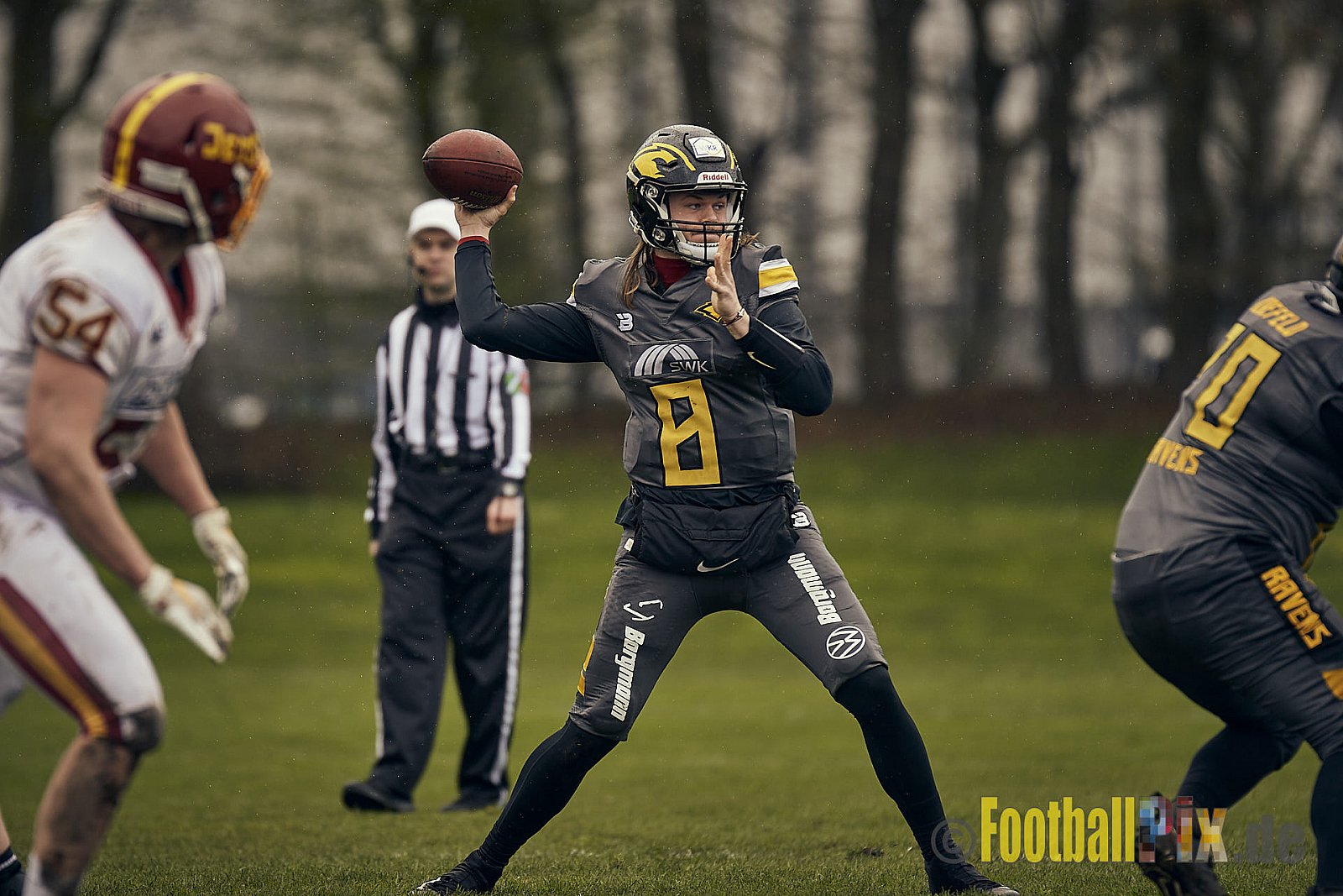 Preseason Game 2023 Krefeld Ravens vs. Troisdorf Jets am 25.03.2023 im Stadion BSA Sprödental. Die Adresse: BeziBSA Sprödental, Sprödentalstr. 15, 47799 Krefeld. Punkte Endstand 12 : 07. Bildnummer: 2023-03-25_0118 - KrefeldRavensVsTroisdorfJets