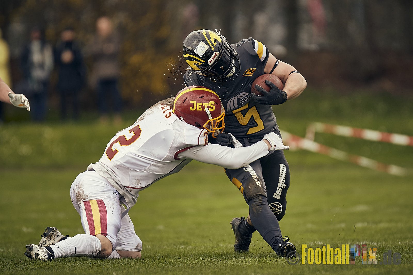 Preseason Game 2023 Krefeld Ravens vs. Troisdorf Jets am 25.03.2023 im Stadion BSA Sprödental. Die Adresse: BeziBSA Sprödental, Sprödentalstr. 15, 47799 Krefeld. Punkte Endstand 12 : 07. Bildnummer: 2023-03-25_0148 - KrefeldRavensVsTroisdorfJets