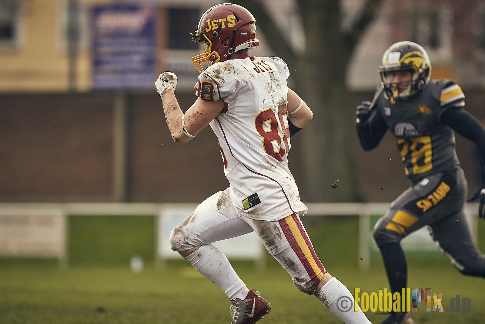 Preseason Game 2023 Krefeld Ravens vs. Troisdorf Jets am 25.03.2023 im Stadion BSA Sprödental. Die Adresse: BeziBSA Sprödental, Sprödentalstr. 15, 47799 Krefeld. Punkte Endstand 12 : 07. Bildnummer: 2023-03-25_0190 - KrefeldRavensVsTroisdorfJets