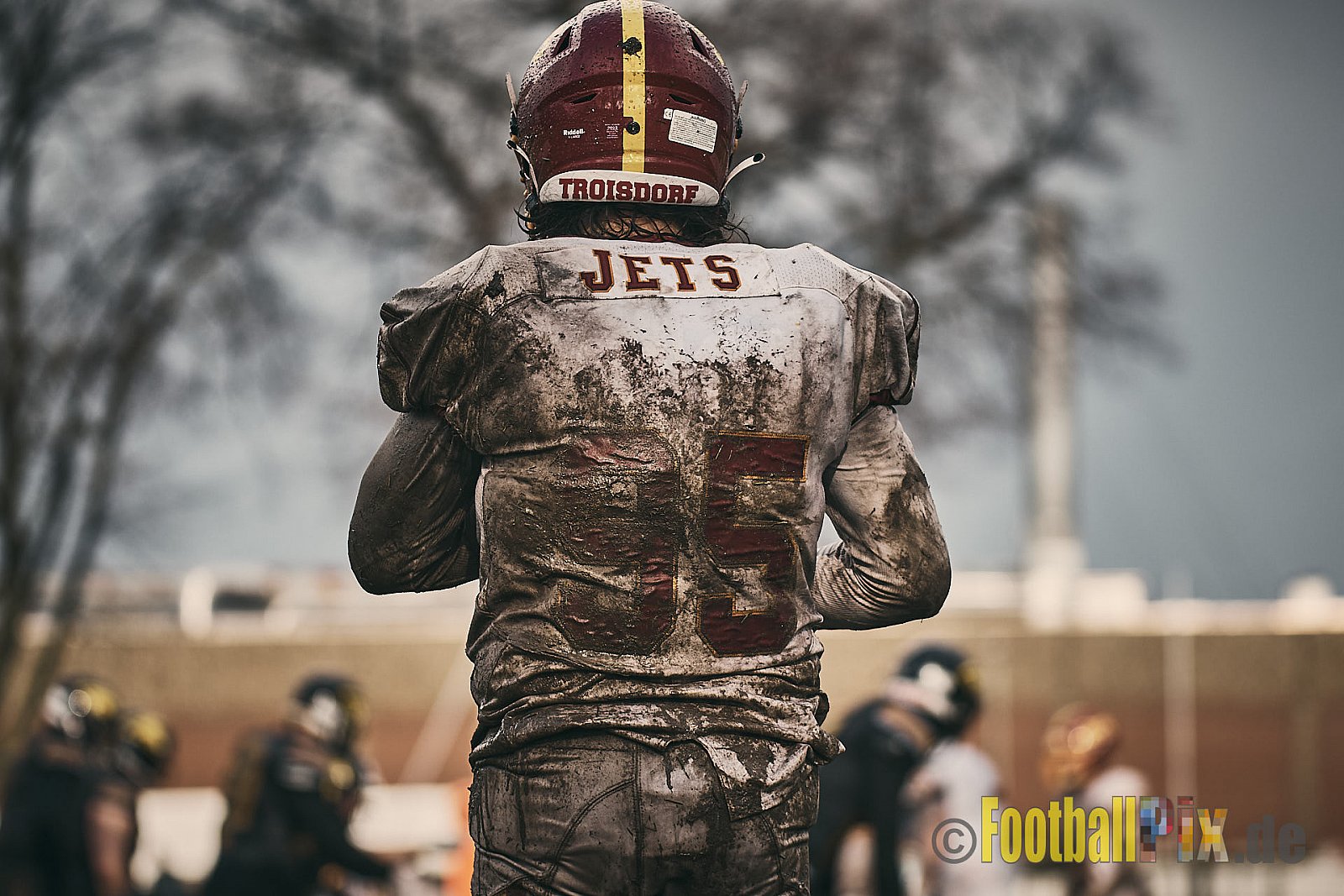 Preseason Game 2023 Krefeld Ravens vs. Troisdorf Jets am 25.03.2023 im Stadion BSA Sprödental. Die Adresse: BeziBSA Sprödental, Sprödentalstr. 15, 47799 Krefeld. Punkte Endstand 12 : 07. Bildnummer: 2023-03-25_0364 - KrefeldRavensVsTroisdorfJets