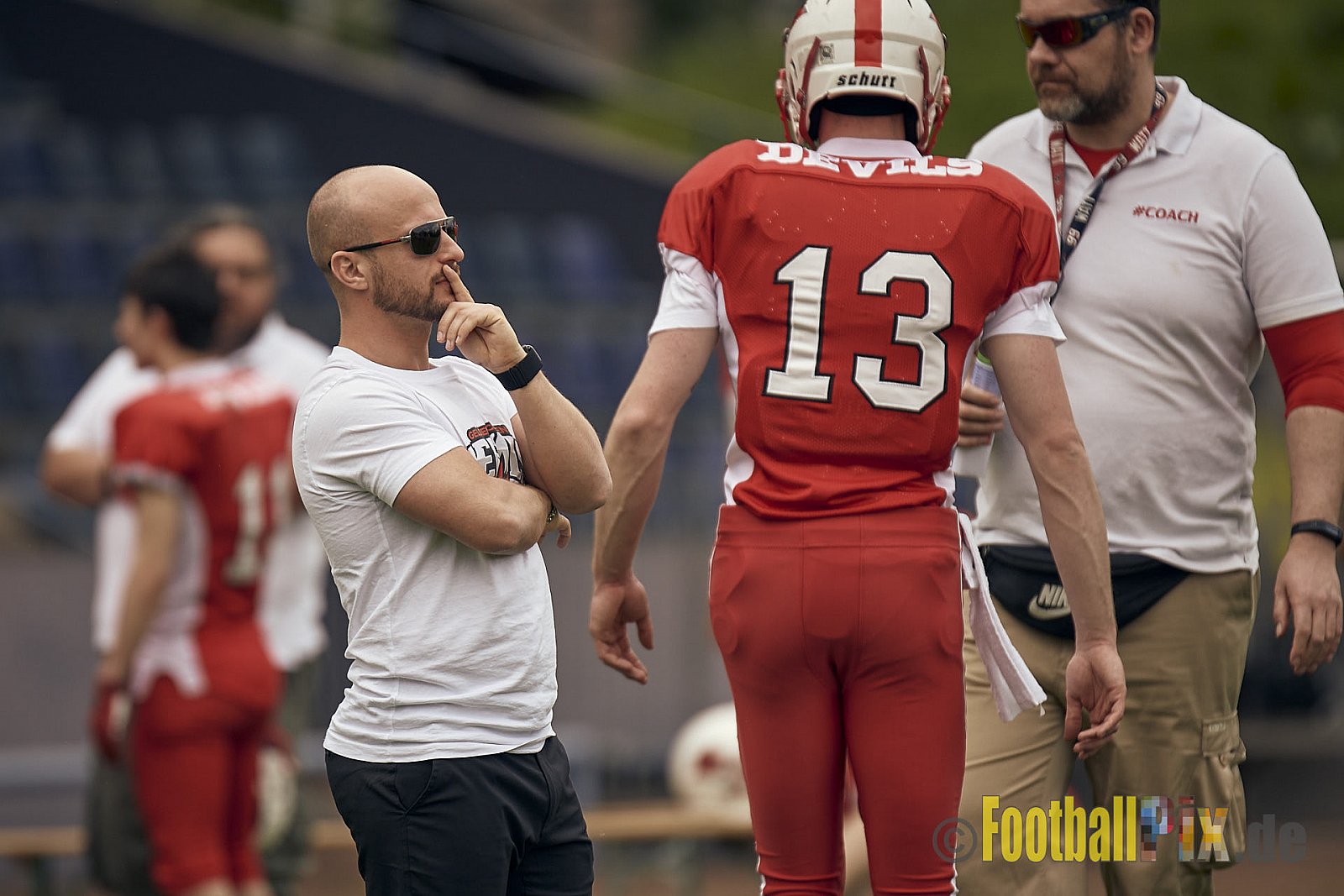 AFCV Verbandsliga Season 2023 Gelsenkirchen Devils vs. Wesseling Blackvenom am 22.04.2023 im Stadion Fürstenbergstadion, Fischerstraße 35, 45899 Gelsenkirchen, Punkte Endstand 14 : 20.
[2023-04-22_0159] - GelsenkirchenDevilsVsWesselingBlackvenom
